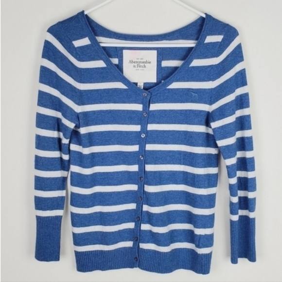 Abercrombie & fitch long sleeve button down stripe cardigan - Picture 1 of 9
